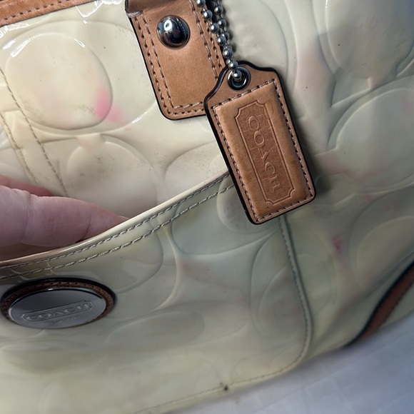 Coach Peyton Embossed Yellow Patent & tan Leather Bag, F23722 - Picture 12 of 12